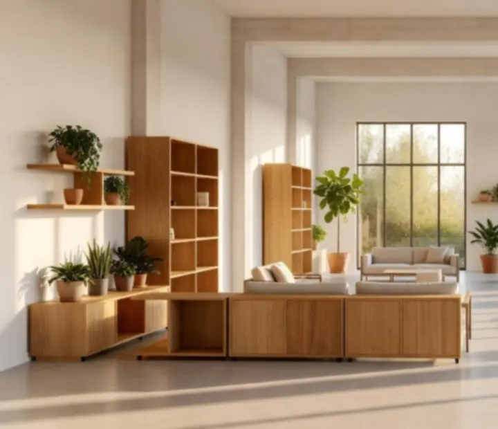 Grand loft événementiel lumineux avec verrières, béton clair et bois naturel