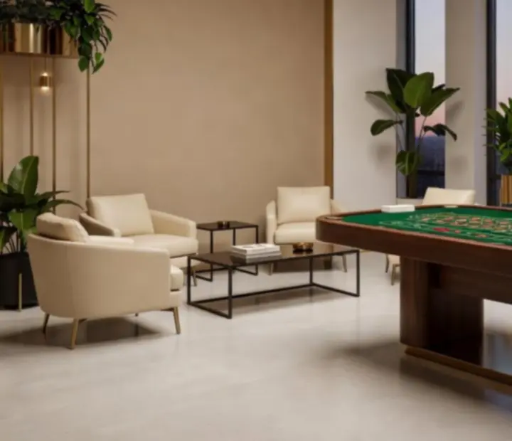 Installation de roulette Nexolvari dans un décor lumineux avec bois naturel, béton clair et végétation