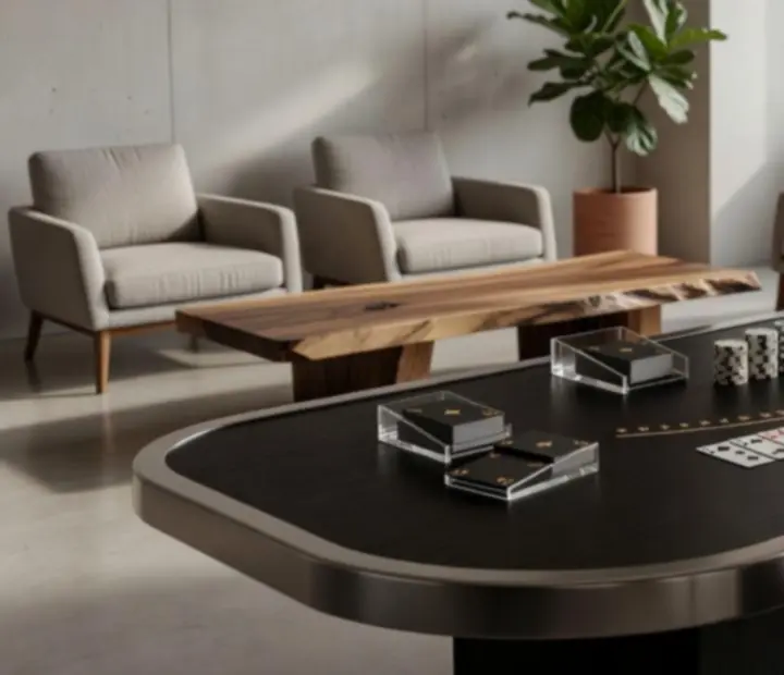 Table de blackjack contemporaine dans un loft lumineux